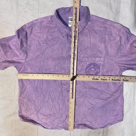 Hello Kitty Sanrio Jacket Shirt Sz XL 12-14 Button Up Purple Happiness Overload - Picture 5 of 6